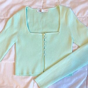 ZARA- spring/summer mint square neck top